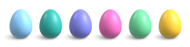 eggs 3d - easter egg easter isolated three dimensional shape stock-grafiken, -clipart, -cartoons und -symbole