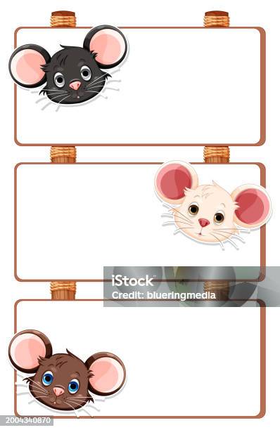 Mouse Label Texture Three Adorable Mouse Faces On Label Frames Stock Illustration ...