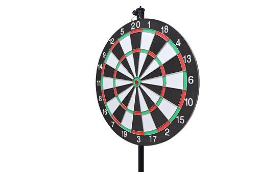 Cutout of a numbered dart board isolated over white background denoting aim, planning, business growth target