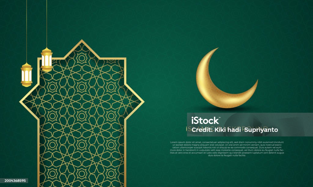 Islamic Gradient Elegant Green Islamic Background With Islamic Pattern On Green Gradient ...