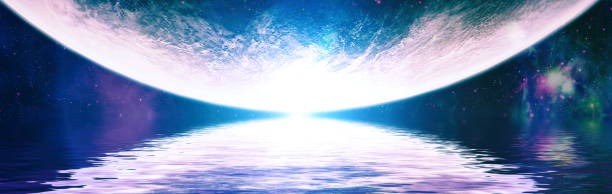 istock Deep reflected space in water . Starry outer space background texture . Colorful Starry Night Sky Outer Space background ,Elements of this image furnished by NASA. 2004424615