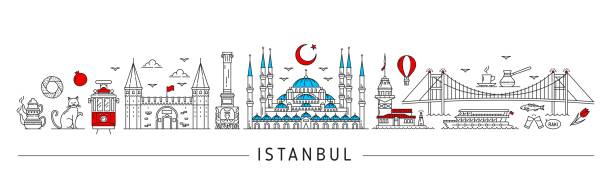 sylwetka wektorowa stambułu, tureckie zabytki turystyczne - hagia sofia obrazy stock illustrations