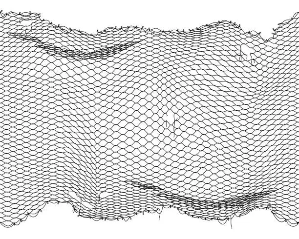 Vector illustration of Fish net background, fishnet pattern with holes