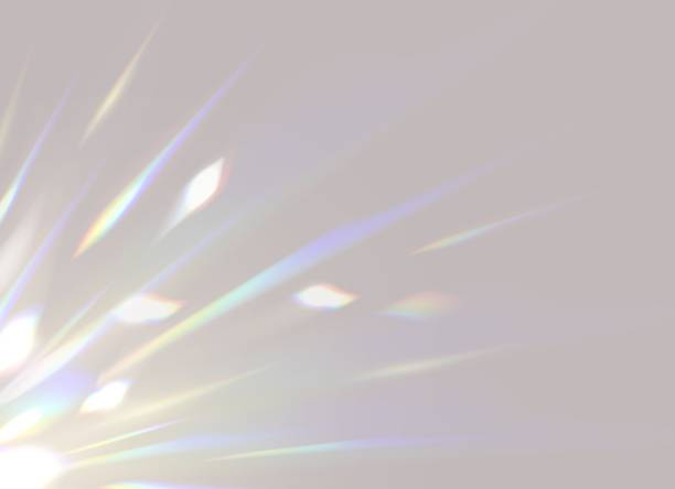 Crystal prism light overlay rainbow background Crystal prism light overlay background. Vector rainbow hologram reflection effect, sparkling flare leak with vibrant hues and spectral refraction. Captivating and ethereal blurred iridescent backdrop iridescent stock illustrations