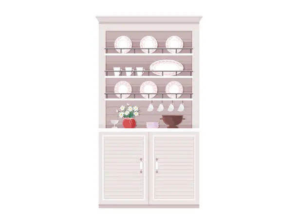 Vector illustration of Kitchen furniture. Culinary installations, like durable cookware, add charm to kitchen interior