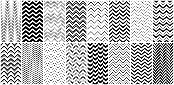 Set of seamless chevron patterns. Vector backgrounds.