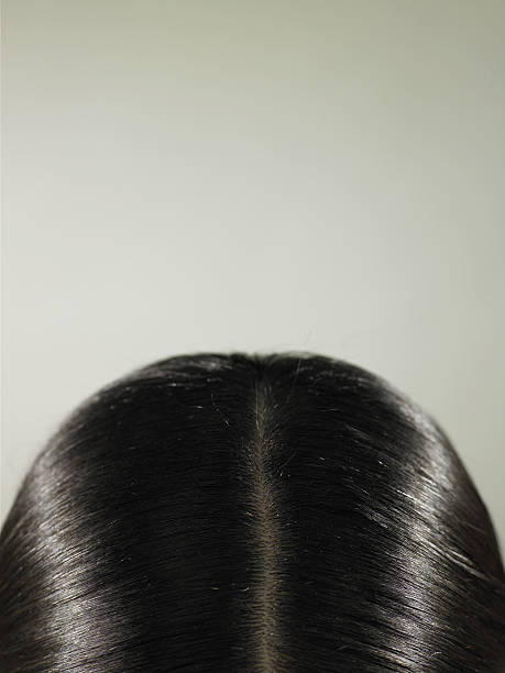 giovane donna, close-up di sopra della testa - hair part foto e immagini stock