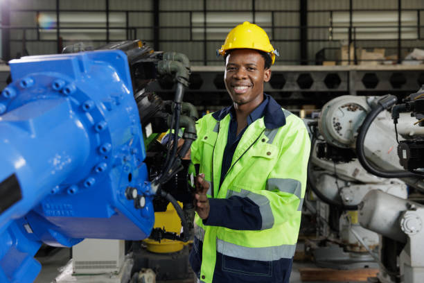 istock Portrait robot engineer in factory 2004564849