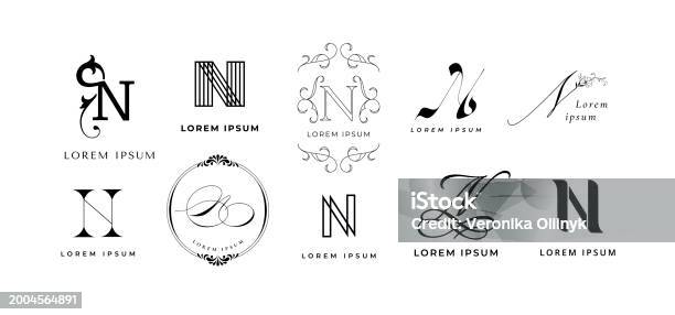Monogram N Pattern Creative N Emblem Letter N Monogram Branding Template Geometric And ...