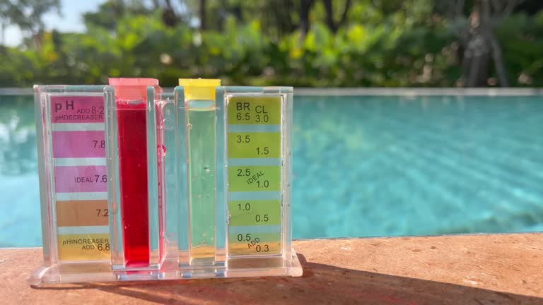 swimming pool test kit To measure pH and chlorine that are suitable for swimming without harm to the human body.