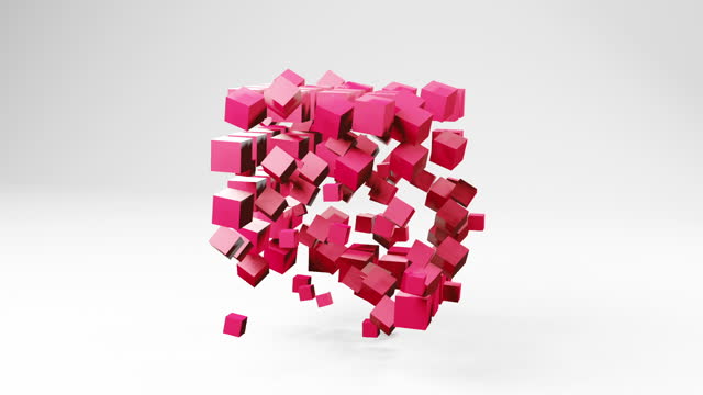 Techno 3d cube shapes animation motion graphics