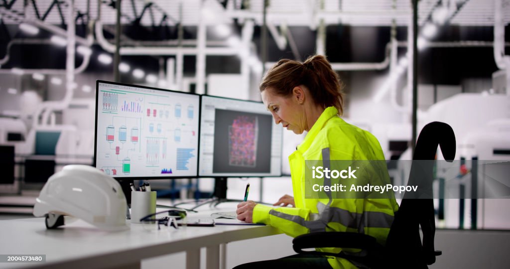 Engineer Operator Using Scada System Stock Photo - Download Image Now ...