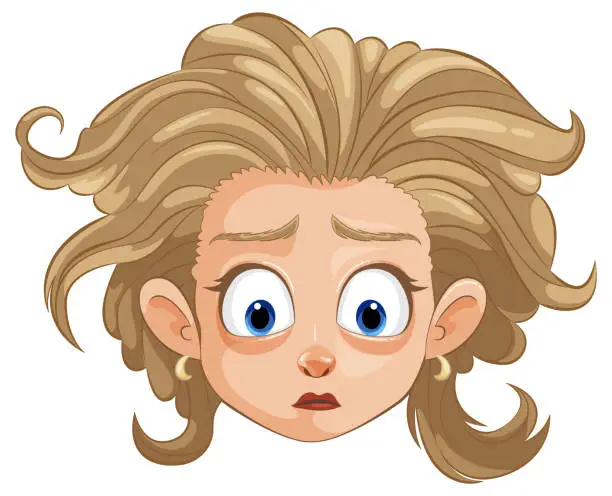 Vector illustration of Vector illustration of a girl with a shocked expression