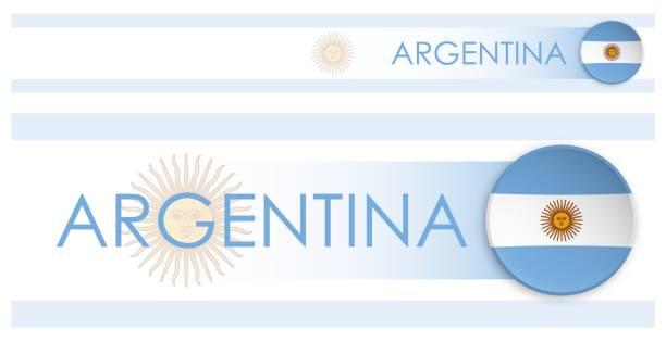 Argentina flag horizontal web banner in modern neomorphism style. Webpage Argentinian country header button for mobile application or internet site. Vector Argentina flag horizontal web banner in modern neomorphism style. Webpage Argentinian country header button for mobile application or internet site. Vector resistencia stock illustrations