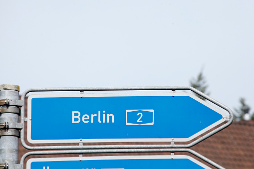 Signposts to the highway, traffic signs, Germany