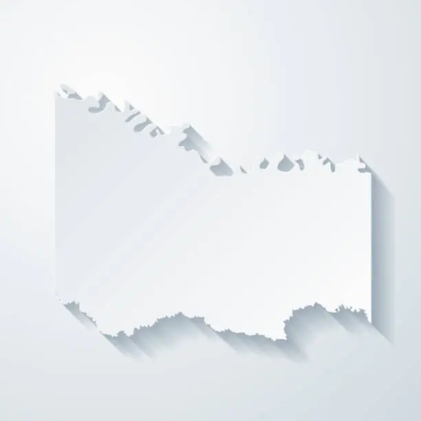 Vector illustration of Bowie County, Texas. Map with paper cut effect on blank background