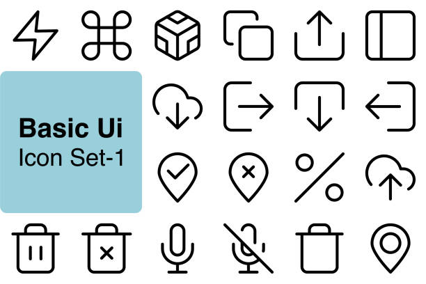 Basic line, cons Set-1 Discover simplicity and functionality with Basic UI Icon Set-1. Streamline your designs with essential icons for intuitive user interfaces. download festival stock illustrations