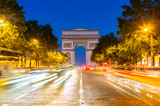 Arc de Triomphe in Paris at sunset