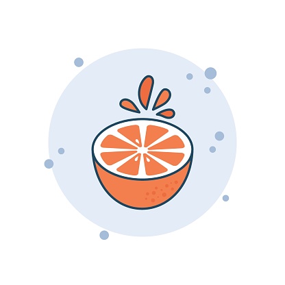 Cartoon lemon icon vector illustration. Citrus on bubbles background. Citric sign concept.
