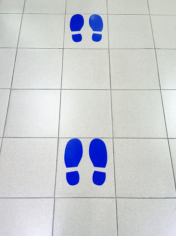 Footprint stickers for stands in shopping malls or supermarkets social distancing