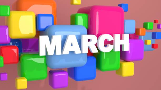 istock March Word Multiple Coloured Blocks Side View Pink Background Banner 2004651747