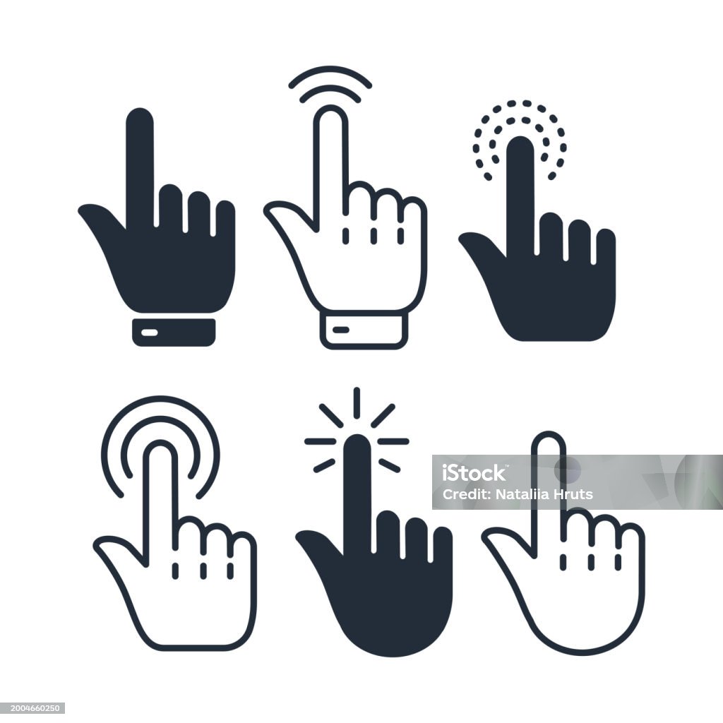 Cursor Hand Click Mouse Click Cursor Set Pointer Hand Click Vector Stock Illustration ...