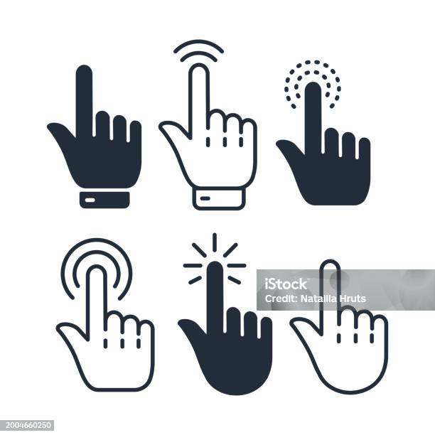Cursor Hand Click Mouse Click Cursor Set Pointer Hand Click Vector Stock Illustration ...