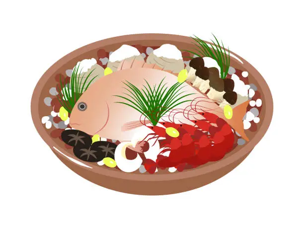 Vector illustration of Ehime Local Cuisine Hourakuyaki