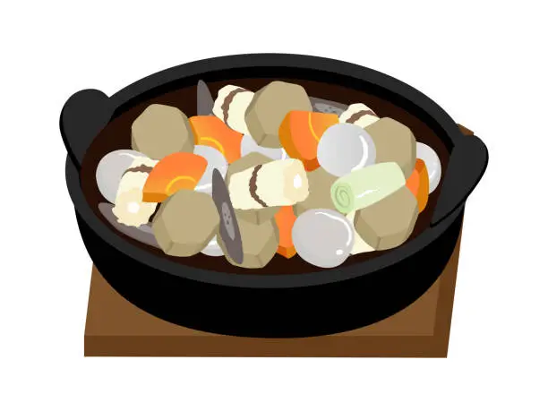 Vector illustration of Ehime Local Cuisine Imotaki