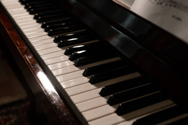 istock classic old piano, keys close-up. Music instruments. 2004679783
