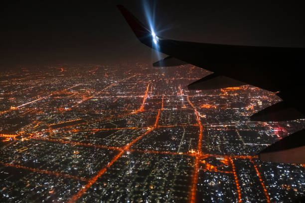 istock Airplane Night City 2004767259