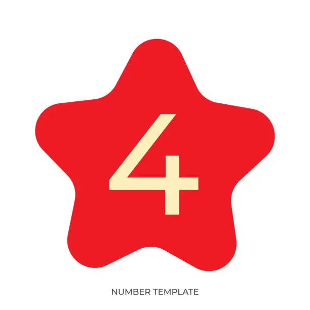 Vector illustration of Rounded Star shape and number stock illustration. Number template design vector illustration.