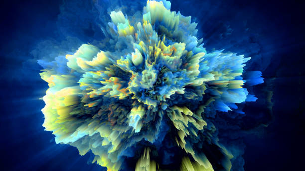 Abstract 3D background of fractal turbulence. Pixel sorting. Glitch art.