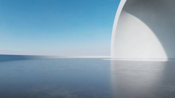 istock 3d render of abstract futuristic architecture with concrete floor. 2004841736