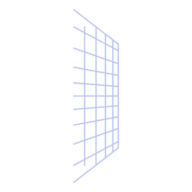 Vector illustration of Vertical Blue Grid In Perspective Wall Frame