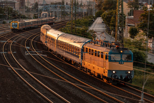High speed train in motion at sunset, Budapest, Europe, Hungary
