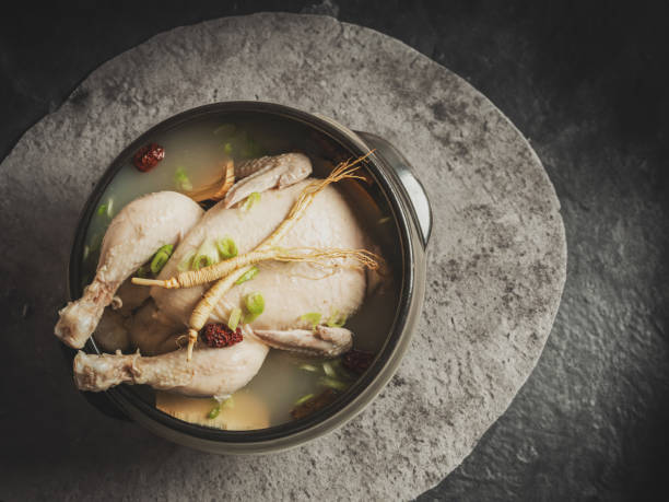 samgyetang, chicken soup with ginseng