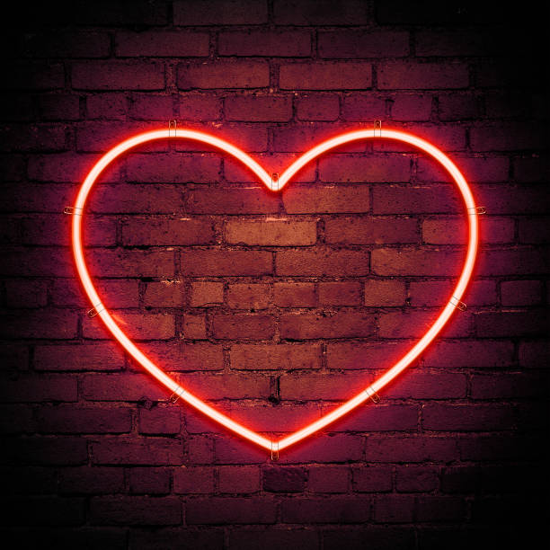 istock Happy Valentine's Day Neon Red Heart Outline Background 2004891685