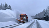Snowplow clearing the roads in Northern Finland