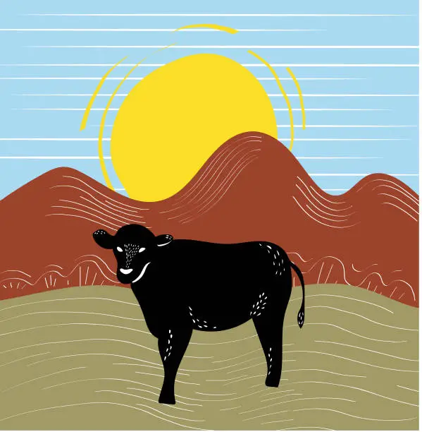 Vector illustration of The cow