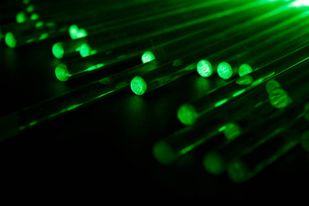 glowing optical fiber in the dark