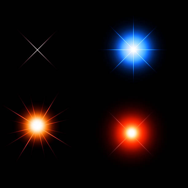 istock Modern glowing stars collection on black background for overlay. Abstract glowing stars on black backdrop 2004994689