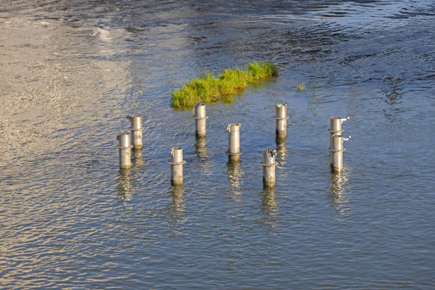 Eight Fountain Nozzles Water Pipes Structure in River