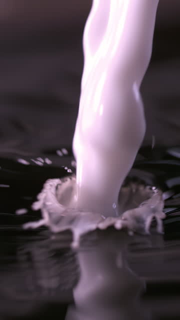 Extreme close-up pouring white cream into a black coffee
