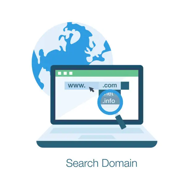 Vector illustration of Domain search concept icon in flat style, up for premium use.