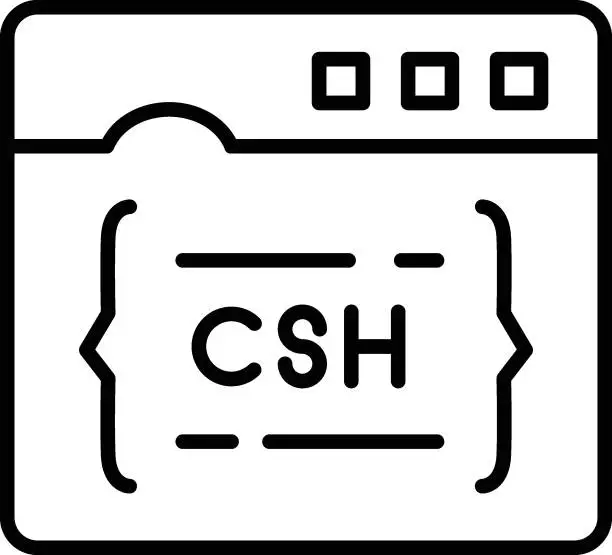 Vector illustration of csh or tcsh vector outline design, Web design and Development symbol, user interface or graphic sign, website builder stock illustration, command line processor concept