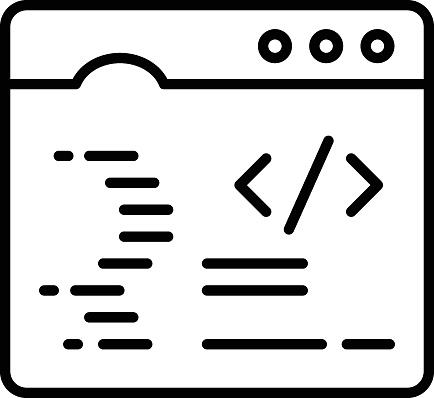 online code editor vector outline design, Web design and Development symbol, user interface or graphic sign, website builder illustration, html standard markup language for documents designed concept