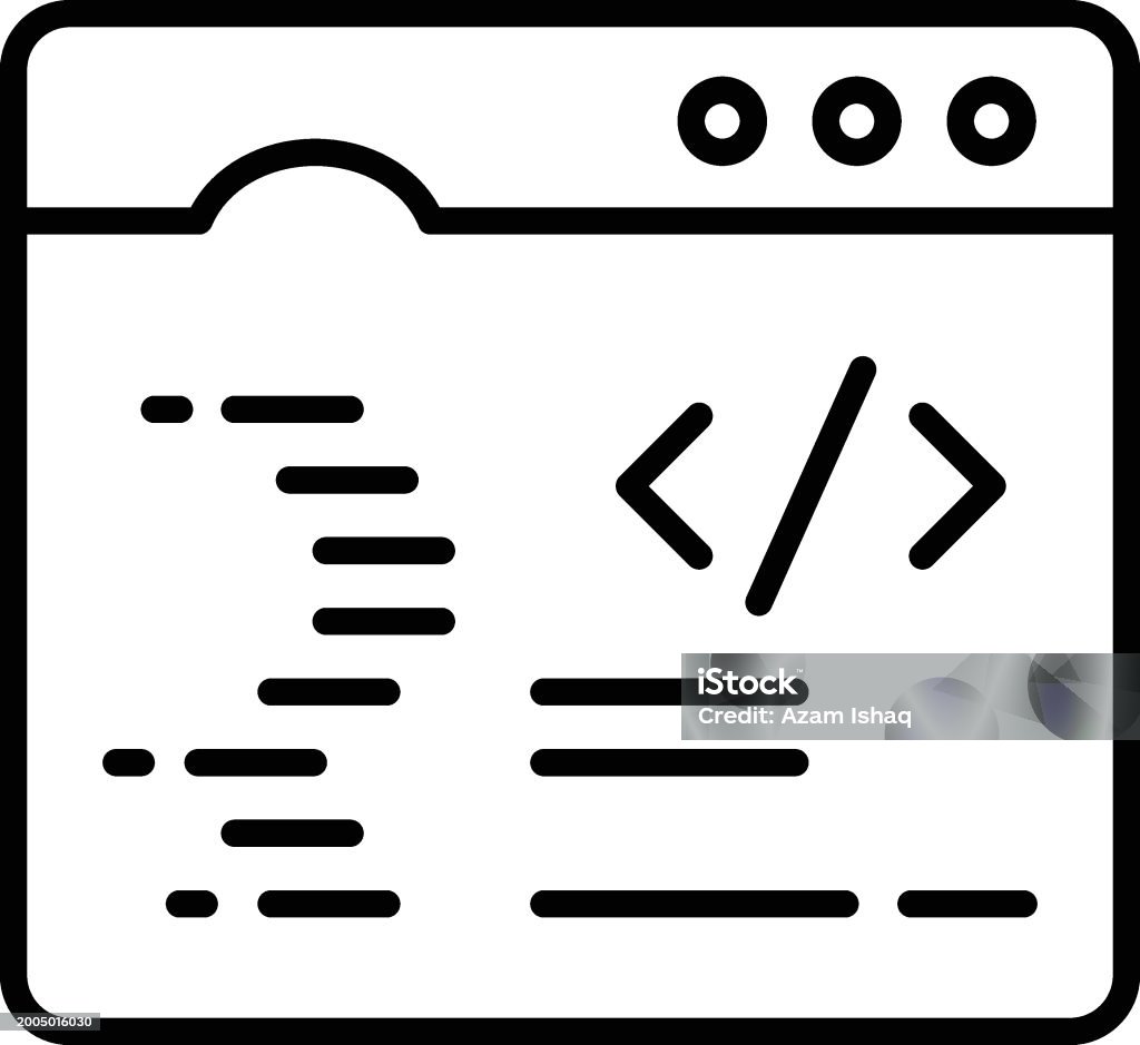 Online Code Editor Vector Outline Design Web Design And Development ...