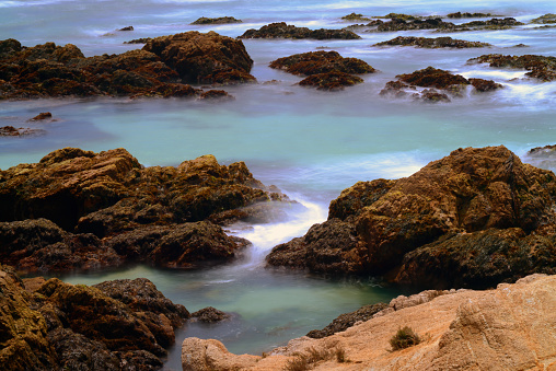 Time lapse Surf breaking Asilomar State Marine Reserve Monterey Bay California
