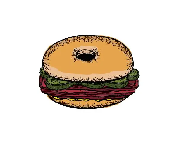 Vector illustration of Salt Beef Bagel